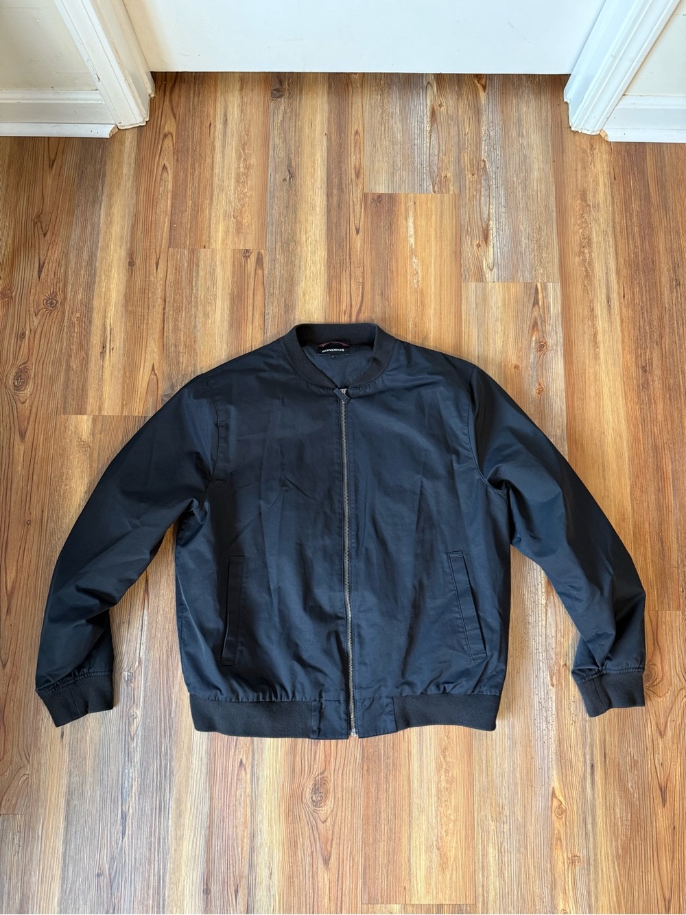 Bonobos Black Bomber Jacket - Sleek Zip Front XL